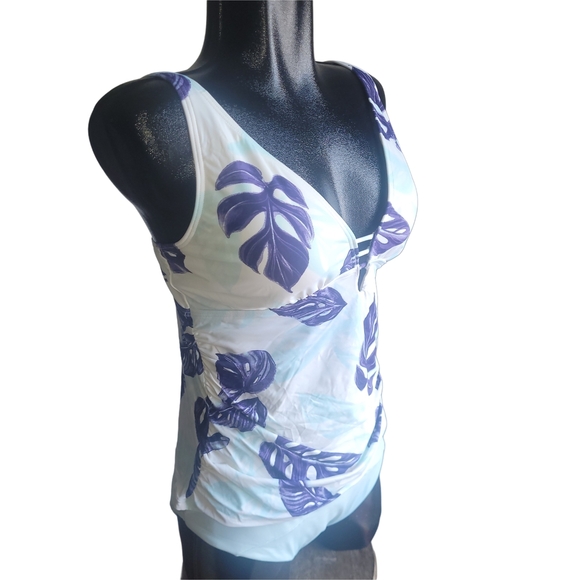 La Vie En Rose Blue And White Tankini Swimsuit L - Picture 2 of 4